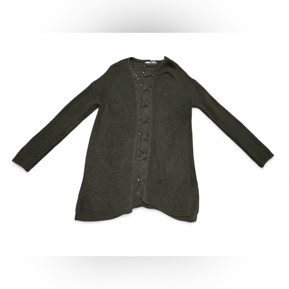 Women's Olive green knitted Sweater size small. Pink Rose